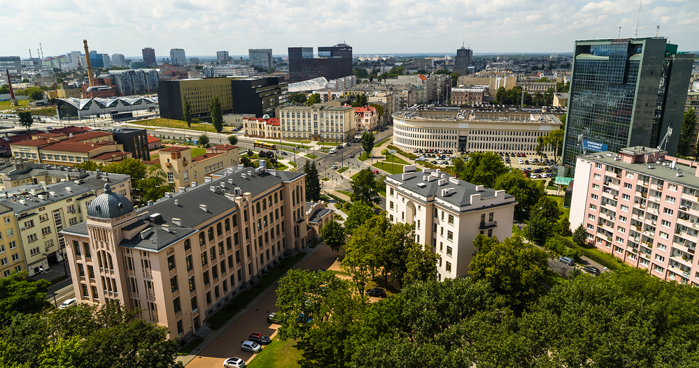 Panorama of Lodz, the intersection of Uniwersytecka and Narutowicza streets