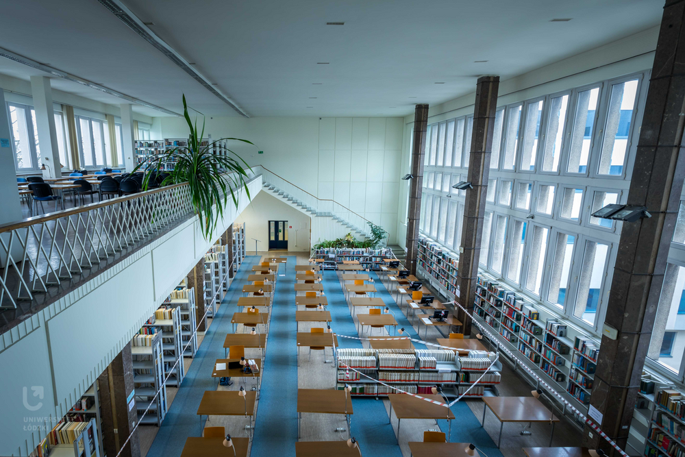 A top view of the University of Lodz Library reading room 
