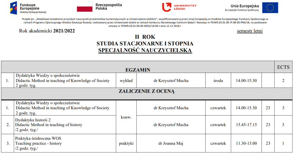 Nauczycielska drugi rok pierwszy stopień